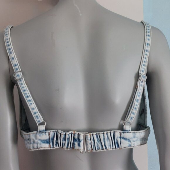Wild Fable Denim Bra Top Size L Embroidery Floral Boho Festival Adjustable - Picture 11 of 13